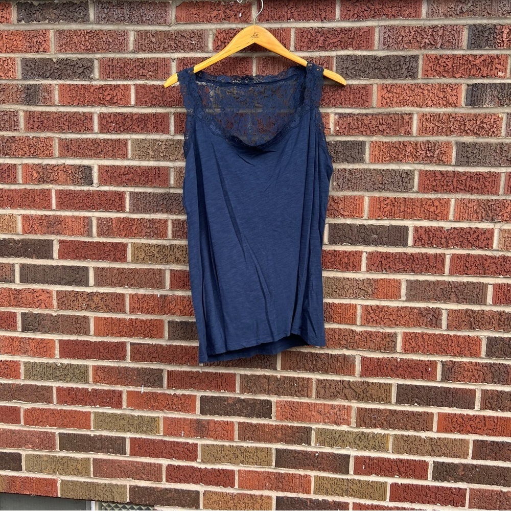 Maurices Navy Blue Lace Trim and Back Tank Top